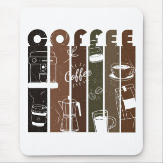 Mousepad Ilustração de Tipografia de Café Vintage Desenhada
