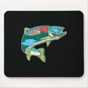 Mousepad Ilustração de Truta da Natureza Vintage Fly Fishin