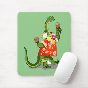 Mousepad Ilustração De Um Brontossauro Jogando Maracas.
