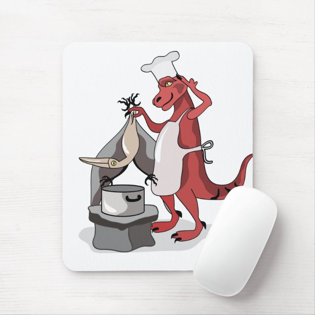 Mousepad Ilustração De Um Cozinhar De Chef Tyrannosaurus Re (Com mouse)