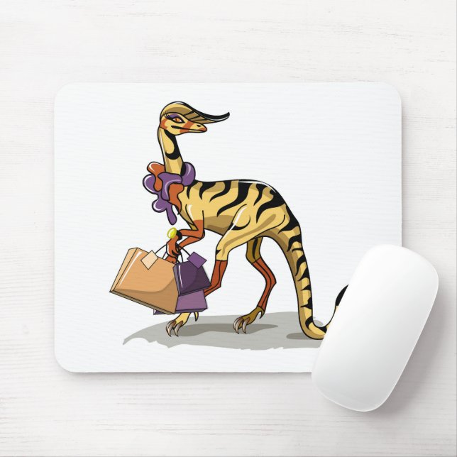 Mousepad Ilustração De Um Iguanodon Com Sacos De Compras. (Com mouse)