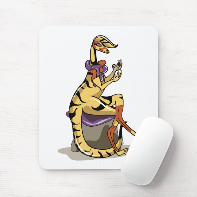 Mousepad Ilustração De Um Iguanodon Policiando Suas Unhas. (Com mouse)