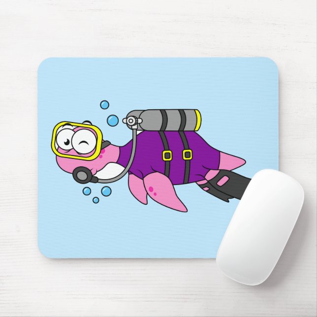 Mousepad Ilustração De Um Mergulhador Scuba Monstro De Loch (Com mouse)