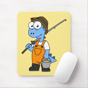 Mousepad Ilustração De Um Pescador De Allosaurus.