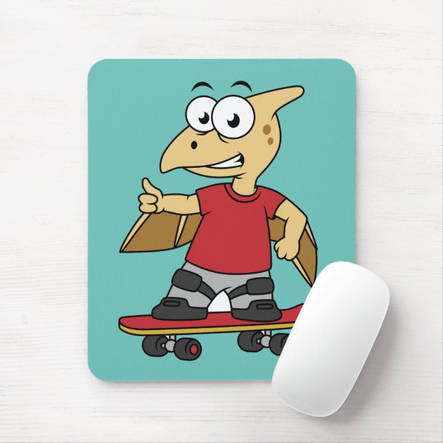 Mousepad Ilustração De Um Skate Pterossauro. (Com mouse)