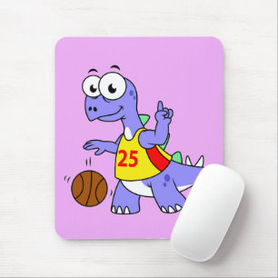 Mousepad Ilustração De Um Stegossauro Jogando Basquete.