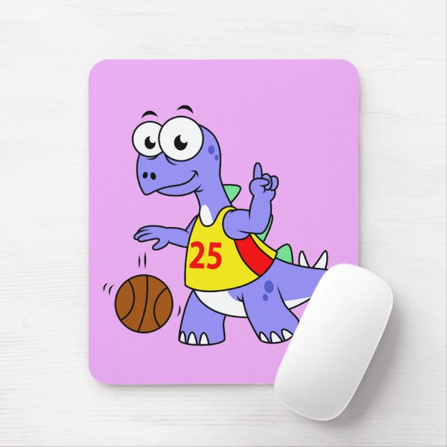 Mousepad Ilustração De Um Stegossauro Jogando Basquete. (Com mouse)