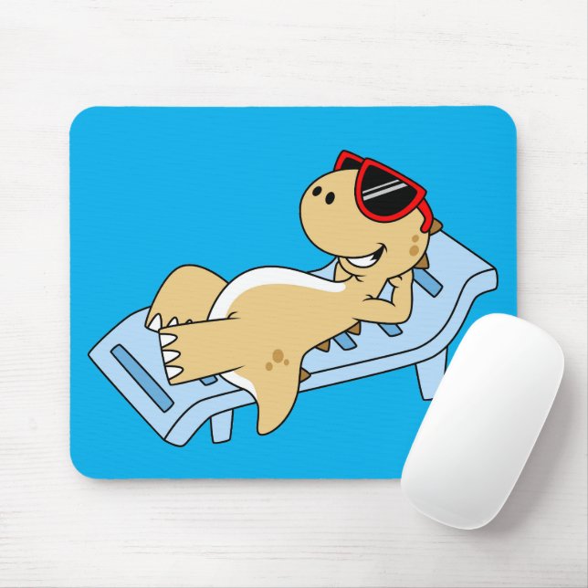 Mousepad Ilustração De Um Tyrannosaurus Rex, Banho Do Sol. (Com mouse)