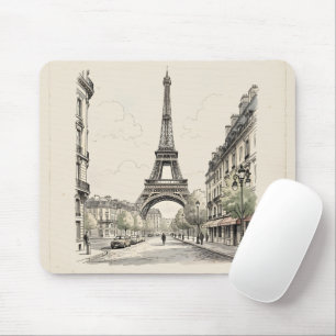Mousepad Ilustração de viagem antiga e vintage de Paris