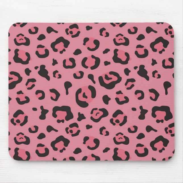 Mousepad Ilustração do animal do rosa do leopardo (Frente)