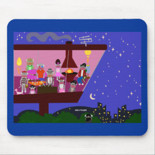 Mousepad Ilustração do desenho animado do grupo de macaco