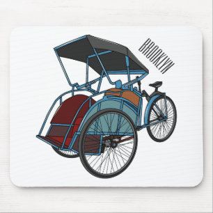 Mousepad Ilustração do desenho do rickshaw Ciclo