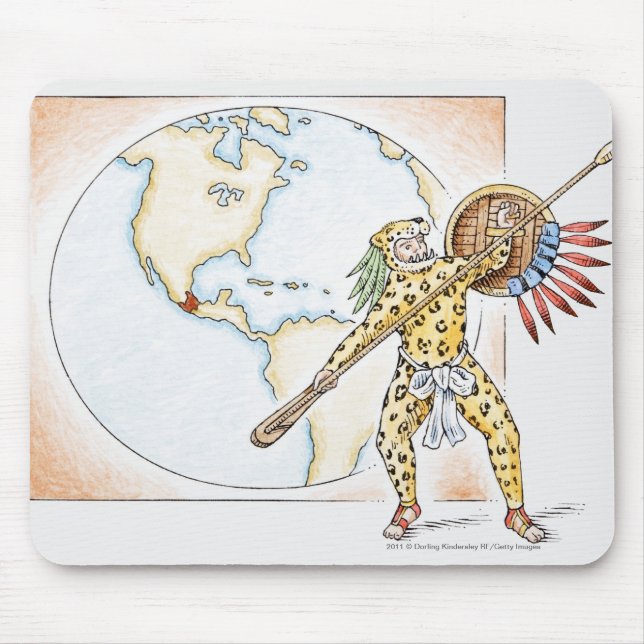Mousepad Ilustração do guerreiro asteca de Jaguar (Frente)