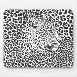 Mousepad Ilustração do Leopardo Preto e Branco 2