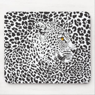 Mousepad Ilustração do Leopardo Preto e Branco 2