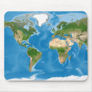 Mousepad Ilustração do Mapa Mundial Topográfico da Terra