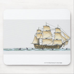 Mousepad Ilustração do navio de guerra do fim do século
