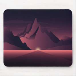 Mousepad Ilustração do pôr do sol da montanha