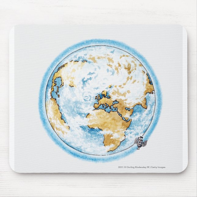 Mousepad Ilustração do satélite que orbita a terra (Frente)