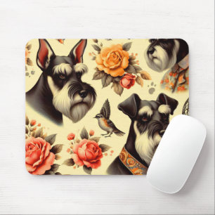 Mousepad Ilustração do Schnauzer Cute Retro