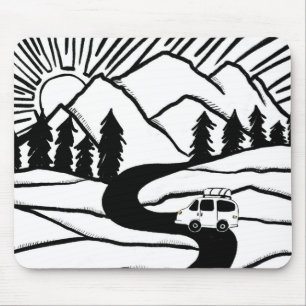 Mousepad Ilustração do SUNRISE da Vanlife MOUNTAIN