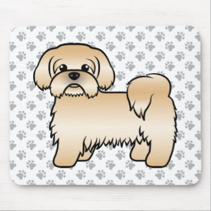 Mousepad Ilustração Dourada do Cão de Cartoon Shih Tzu Cute