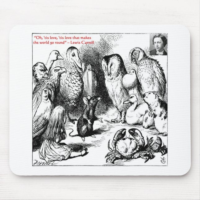 Mousepad Ilustração e citação de Lewis Carroll (Frente)