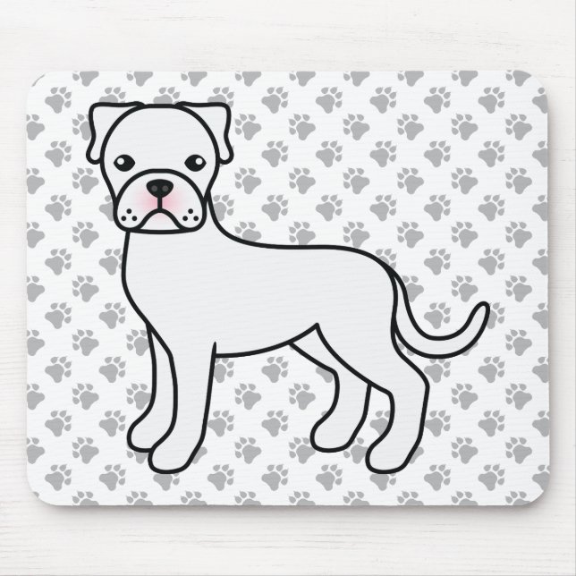 Mousepad Ilustração e patas do desenho de um cãozinho branc (Frente)