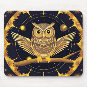 Mousepad Ilustração Elegante de Coruja Noturna