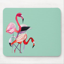 Mousepad Ilustração em aquarela de flamingo rosa divertido