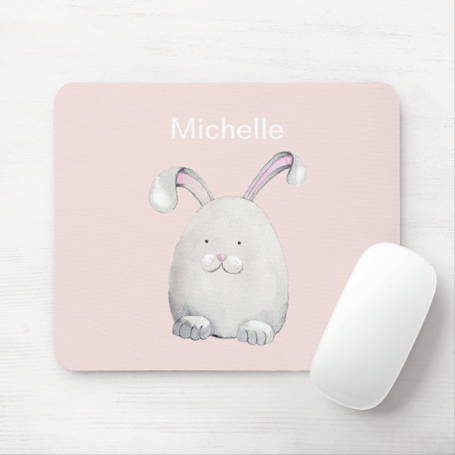Mousepad Ilustração em Aquarela do Coelho da Páscoa (Com mouse)