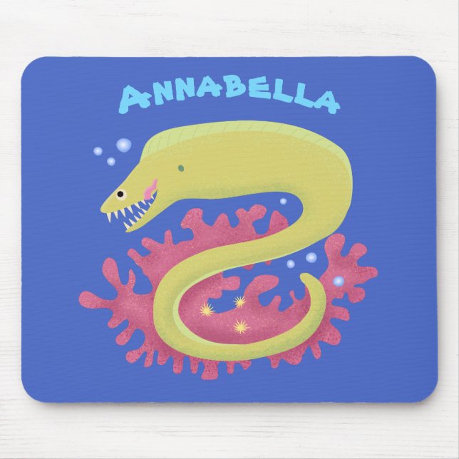 Mousepad Ilustração engraçada de desenho animado de enguia  (Frente)