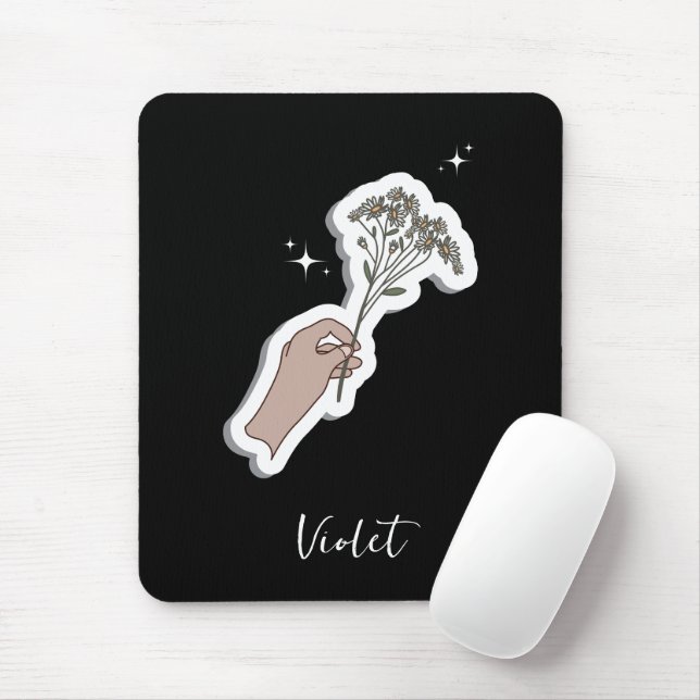 Mousepad Ilustração Estética De Flor (Com mouse)