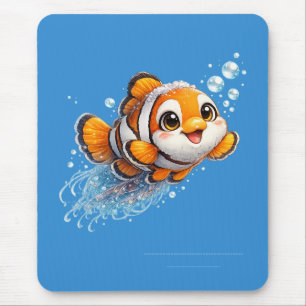 Mousepad Ilustração Feliz do Peixe-Palhaço da Vida Marinha