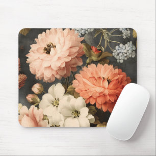 Mousepad Ilustração Floral Vintage com Flores Mistas