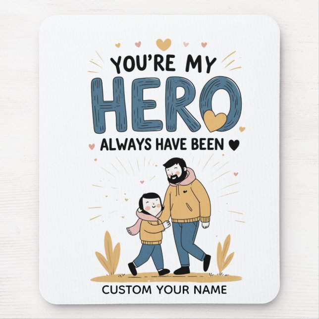 Mousepad Ilustração Fofa de Pai e Filha (Frente)