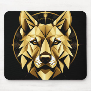 Mousepad Ilustração Geométrica do Lobo Dourado