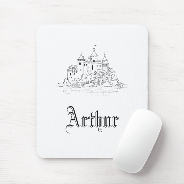 Mousepad Ilustração minimalista do castelo medieval venenos (Com mouse)