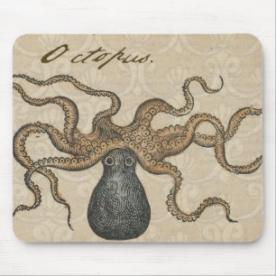 Mousepad Ilustração Octopus Vintage Kraken