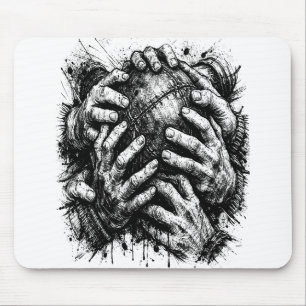 Mousepad Ilustração Orkney Dark Art Ink – Mãos que Agarram