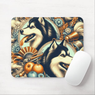 Mousepad Ilustração Retro Siberian Husky