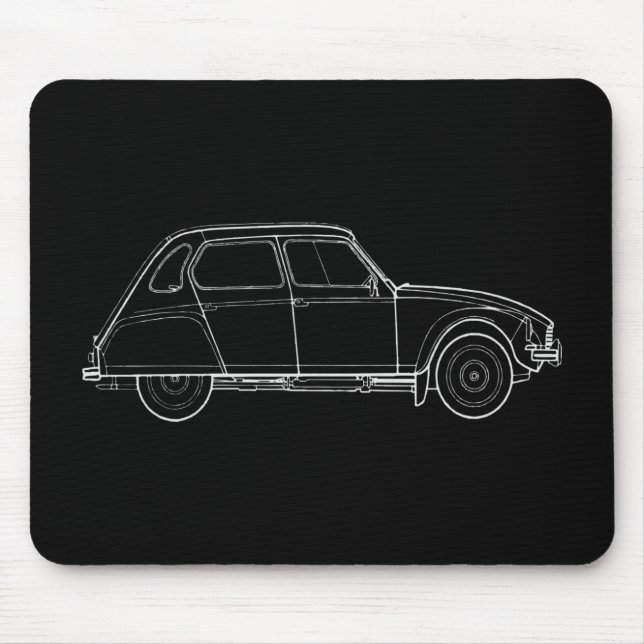 Mousepad Ilustração Retroativa do Oldtimer 2cv Dyane 6 (Frente)