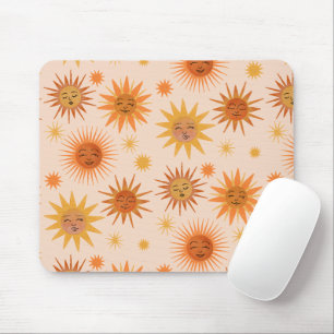 Mousepad Ilustração Sun Face Orange Watercolor