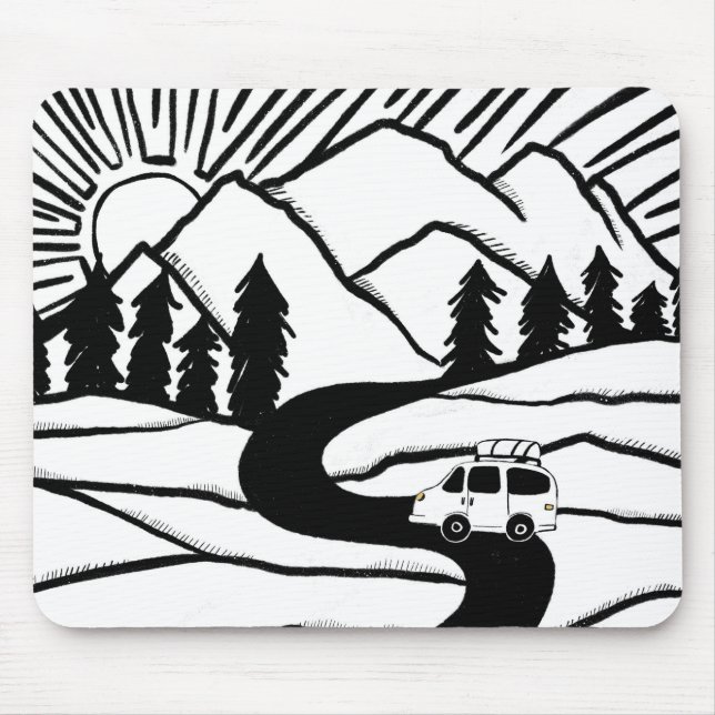 Mousepad Ilustração SUNRISE Vanlife MOUNTAIN (Frente)