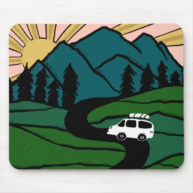 Mousepad Ilustração SUNRISE Vanlife MOUNTAIN (Frente)