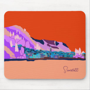 Mousepad Ilustração Sunset Varenna Lake Como Itália