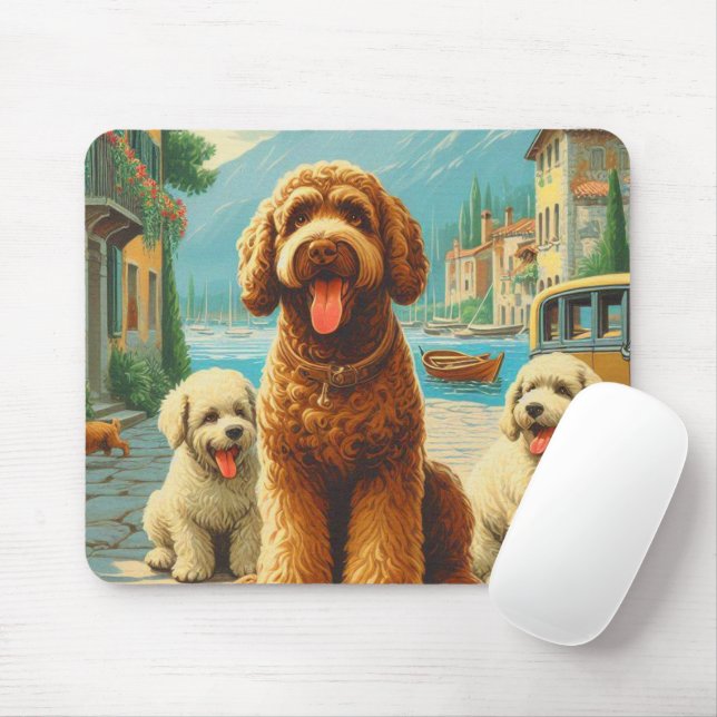 Mousepad Ilustração Vintage Lagotto Romagnolo (Com mouse)
