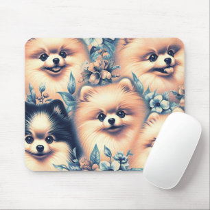 Mousepad Ilustração Vintage Pomeranian Dog