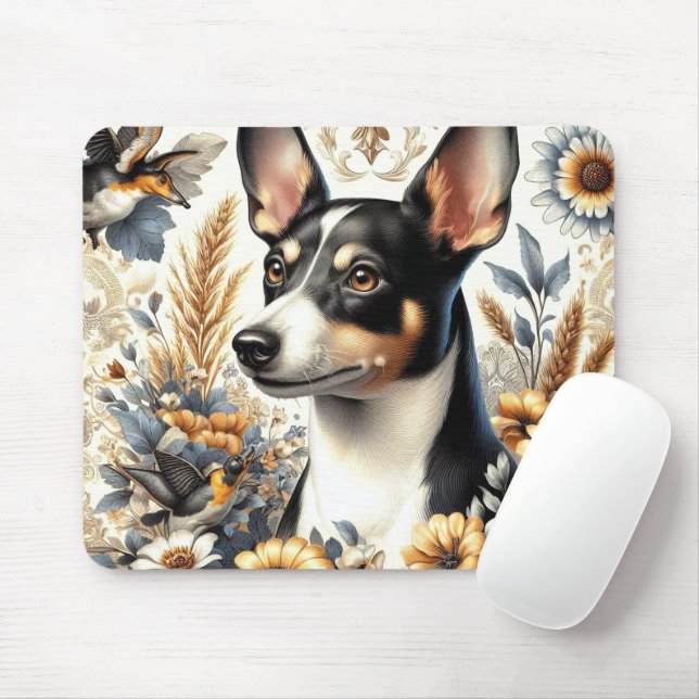 Mousepad Ilustração Vintage Rat Terrier (Com mouse)