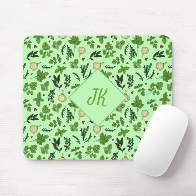 Mousepad Ilustrações do Jardim Culinário Verde da Casa da M (Com mouse)
